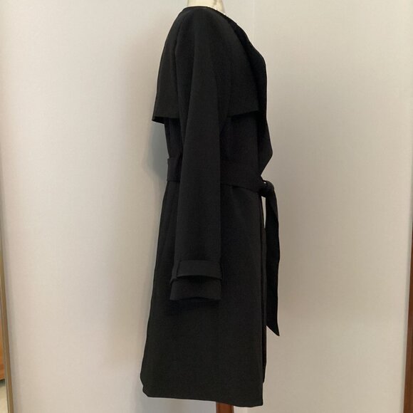 NEW LAUREN RALPH LAUREN CREPE OPEN-FRONT BELTED COAT BLACK S CLASSIC LUXURY - Picture 4 of 7